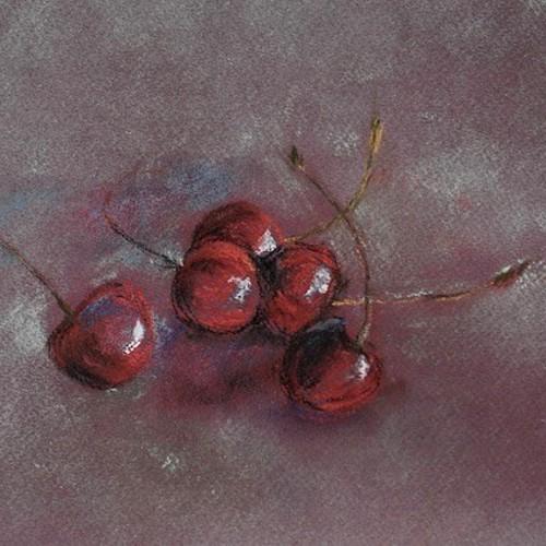 pastel picture of cherries